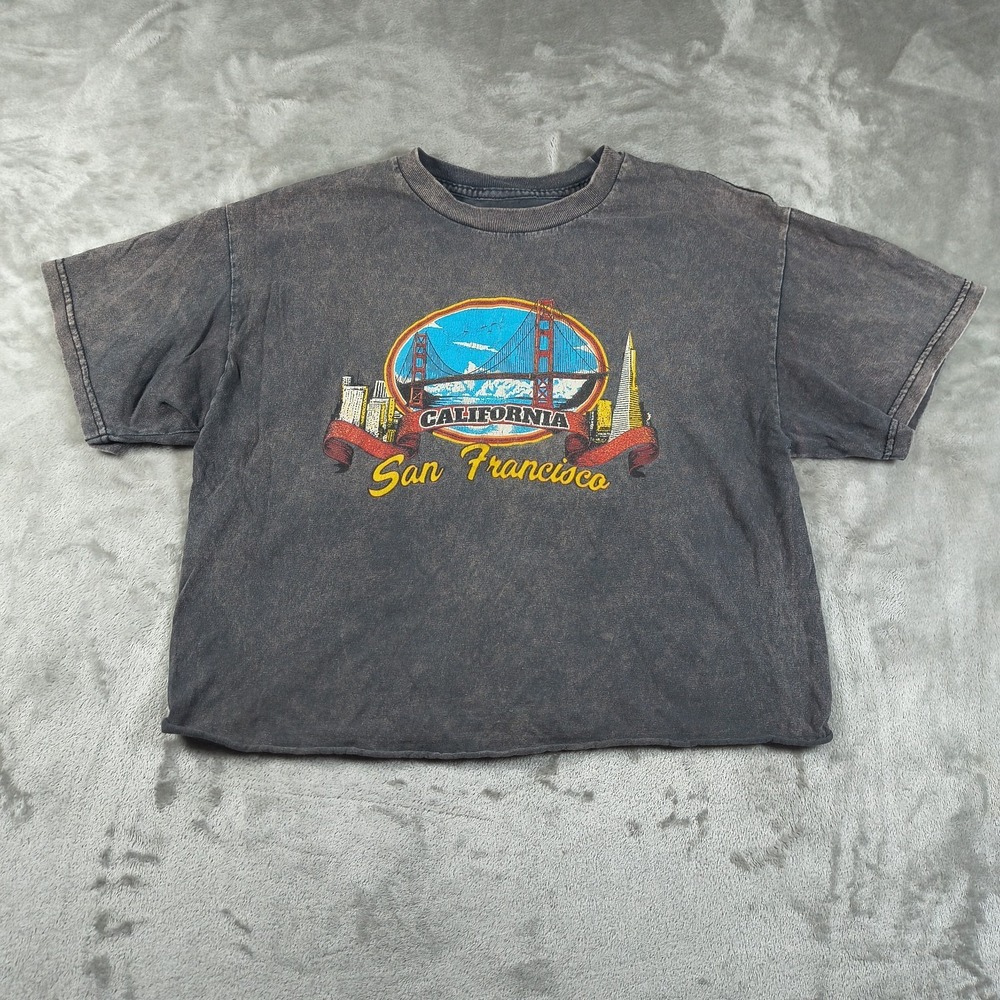 Vintage San Francisco California Shirt Womens Medium Cropped Tourist Golden Gate